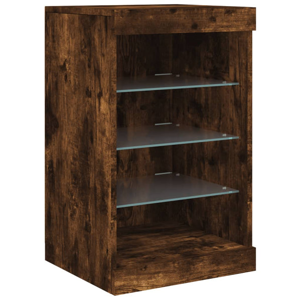 vidaXL Sideboard with LED Lights Smoked Oak 164x37x67 cm