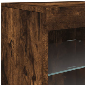 vidaXL Sideboard with LED Lights Smoked Oak 164x37x67 cm