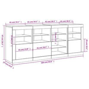 vidaXL Sideboard with LED Lights Smoked Oak 164x37x67 cm