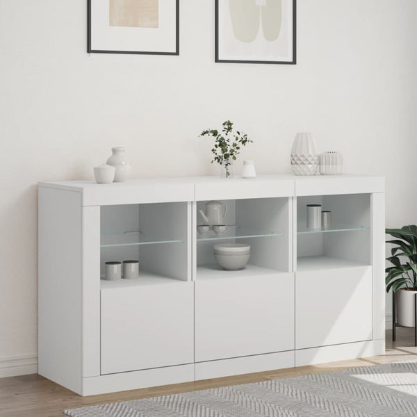 Sideboard mit LED Weiß 123x37x67 cm