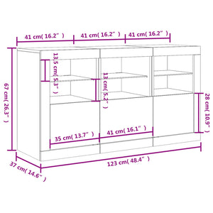 Sideboard mit LED Weiß 123x37x67 cm