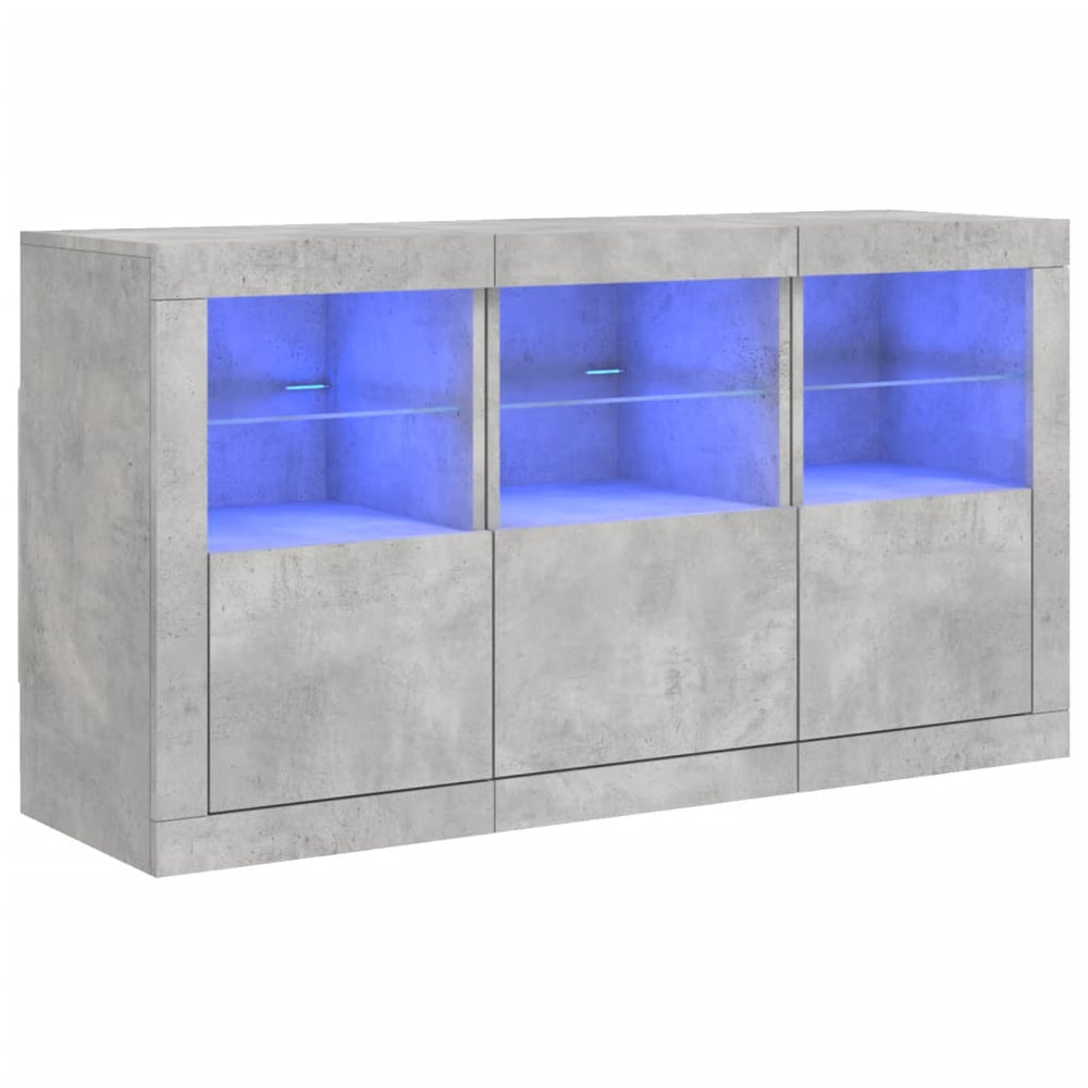 Sideboard mit LED Betongrau 123 cm