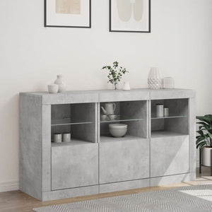 Sideboard mit LED Betongrau 123 cm