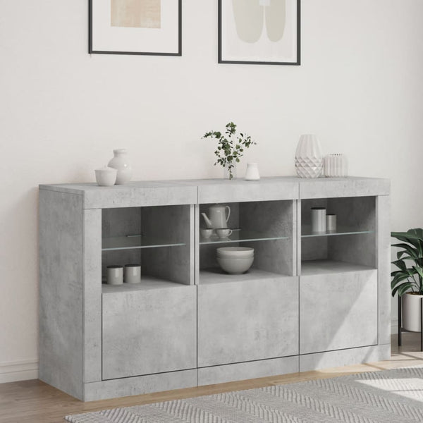 Sideboard mit LED Betongrau 123 cm