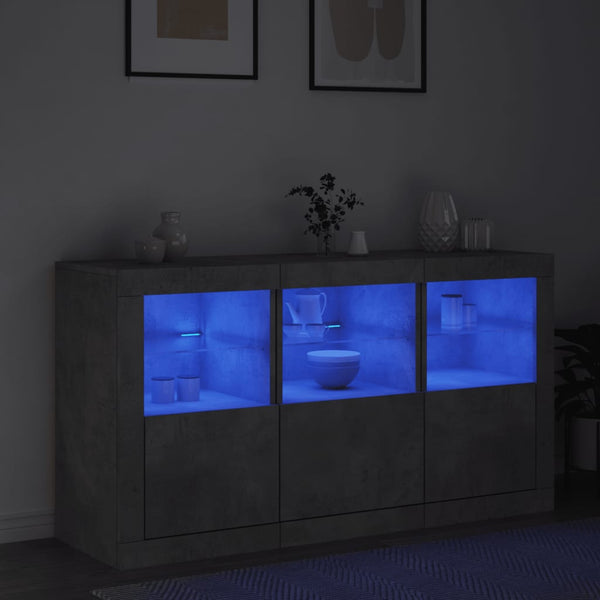 Sideboard mit LED Betongrau 123 cm