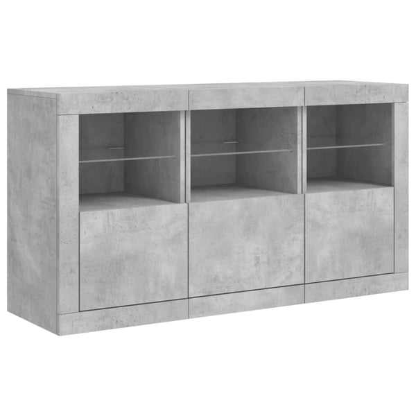 Sideboard mit LED Betongrau 123 cm