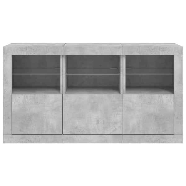 Sideboard mit LED Betongrau 123 cm