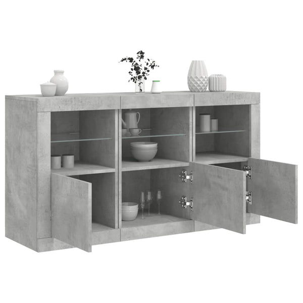 Sideboard mit LED Betongrau 123 cm