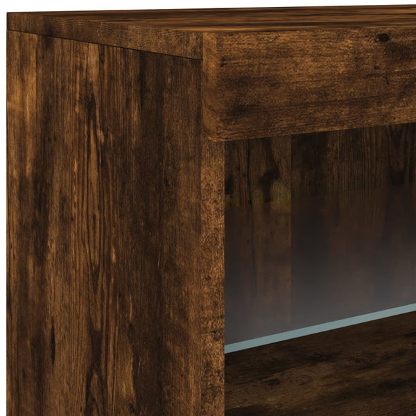 vidaXL Sideboard with LED Lights Smoked Oak 123x37x67 cm