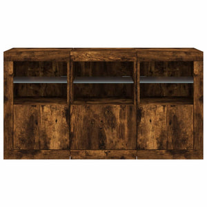 vidaXL Sideboard with LED Lights Smoked Oak 123x37x67 cm