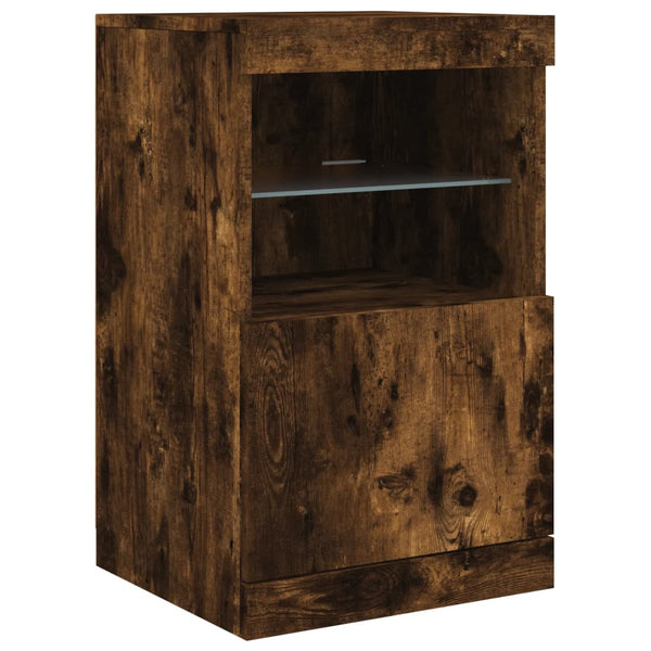 vidaXL Sideboard with LED Lights Smoked Oak 123x37x67 cm