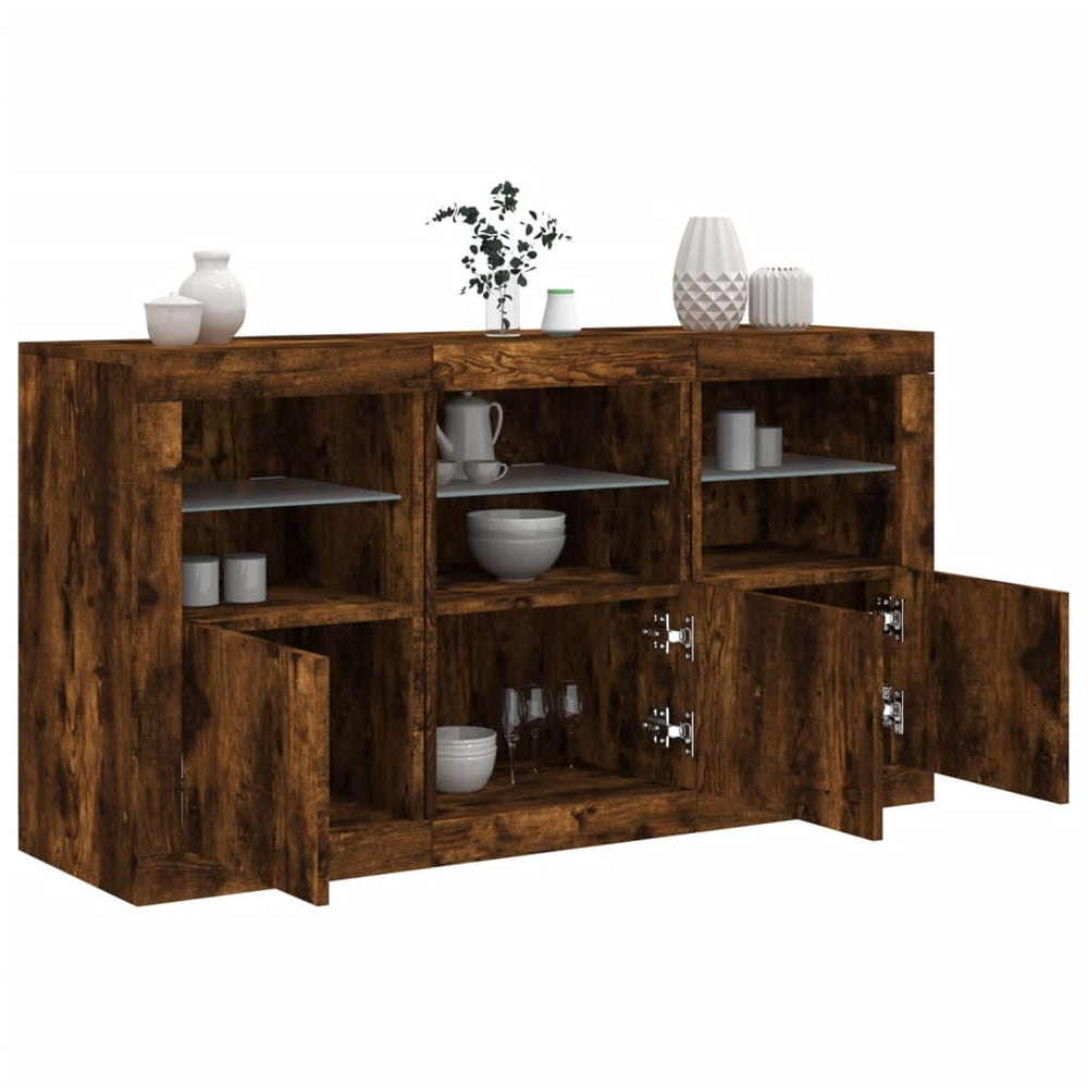 Sideboard mit LED Räuchereiche 123 cm
