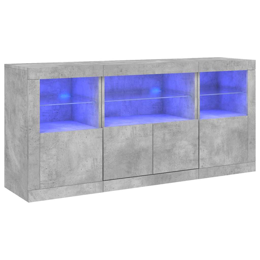Sideboard mit LED Betongrau 142,5 cm