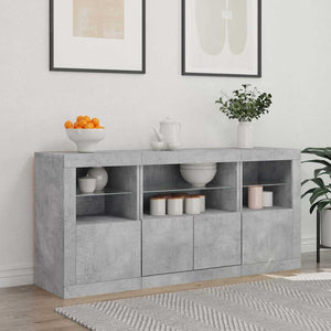 Sideboard mit LED Betongrau 142,5 cm