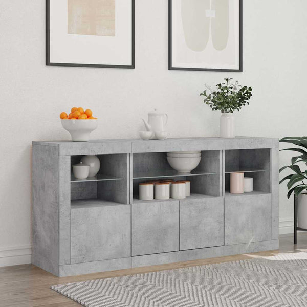 Sideboard mit LED Betongrau 142,5 cm