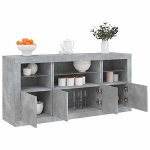 Sideboard mit LED Betongrau 142,5 cm