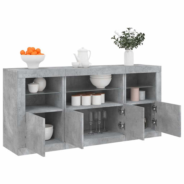 Sideboard mit LED Betongrau 142,5 cm