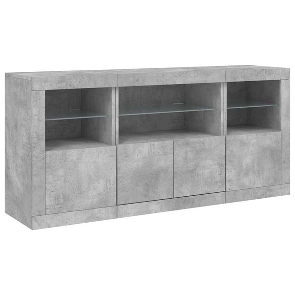 Sideboard mit LED Betongrau 142,5 cm