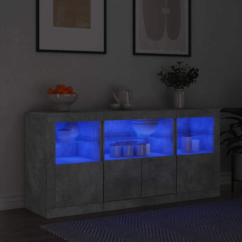 Sideboard mit LED Betongrau 142,5 cm
