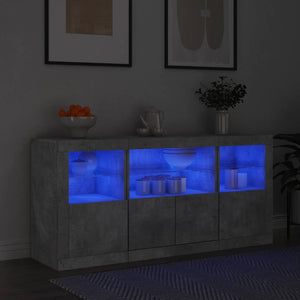 Sideboard mit LED Betongrau 142,5 cm