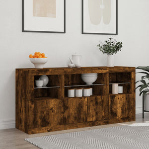 Sideboard mit LED Räuchereiche 142,5 cm