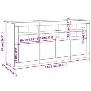 Sideboard mit LED Räuchereiche 142,5 cm