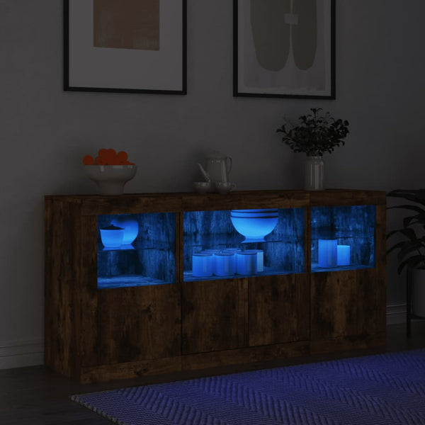 Sideboard mit LED Räuchereiche 142,5 cm