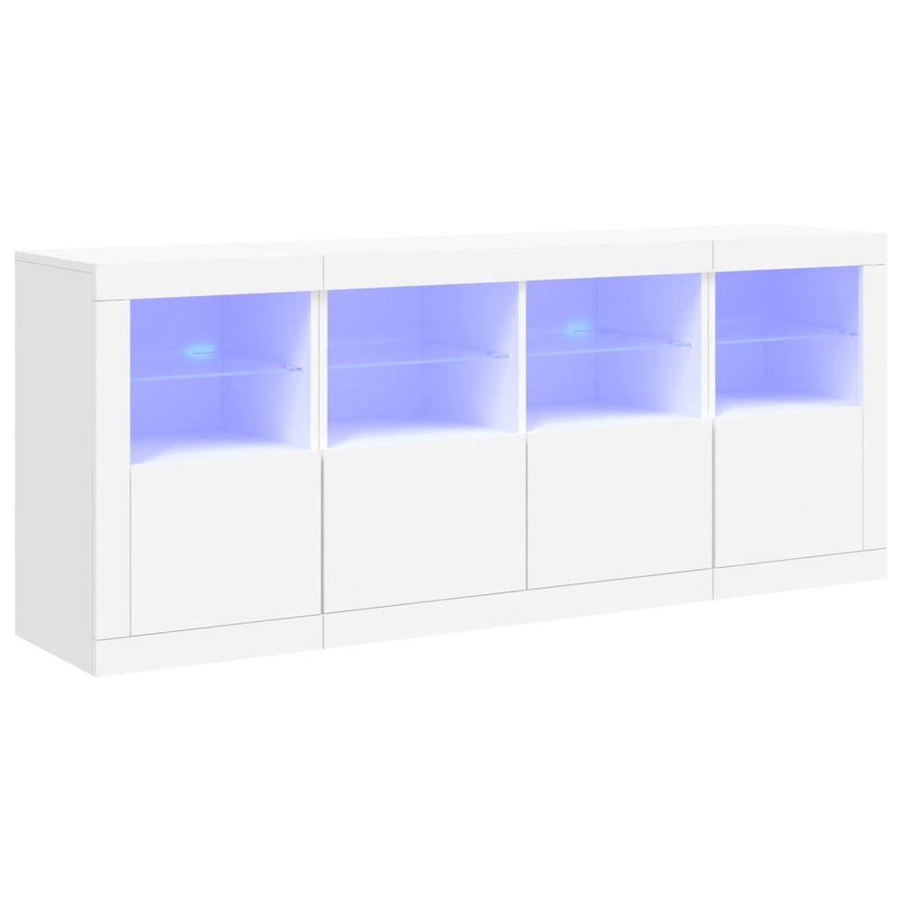 Sideboard mit LED-Leuchten, Weiß, 163 cm