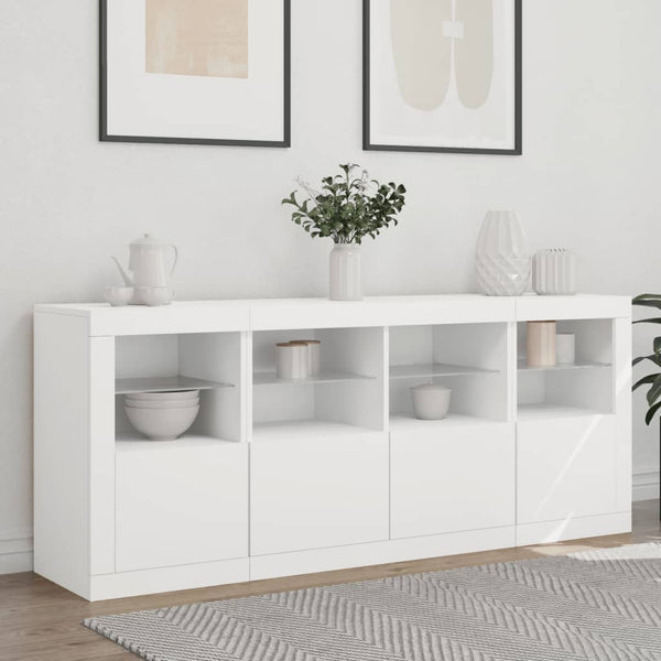 Sideboard mit LED-Leuchten, Weiß, 163 cm