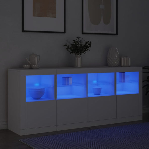 Sideboard mit LED-Leuchten, Weiß, 163 cm