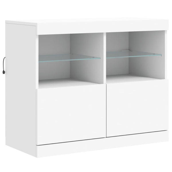 Sideboard mit LED-Leuchten, Weiß, 163 cm
