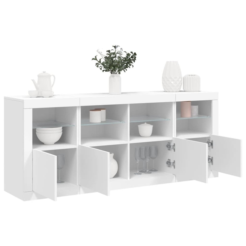 Sideboard mit LED-Leuchten, Weiß, 163 cm
