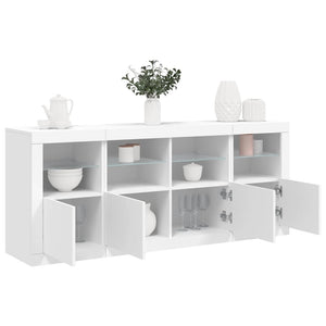 Sideboard mit LED-Leuchten, Weiß, 163 cm