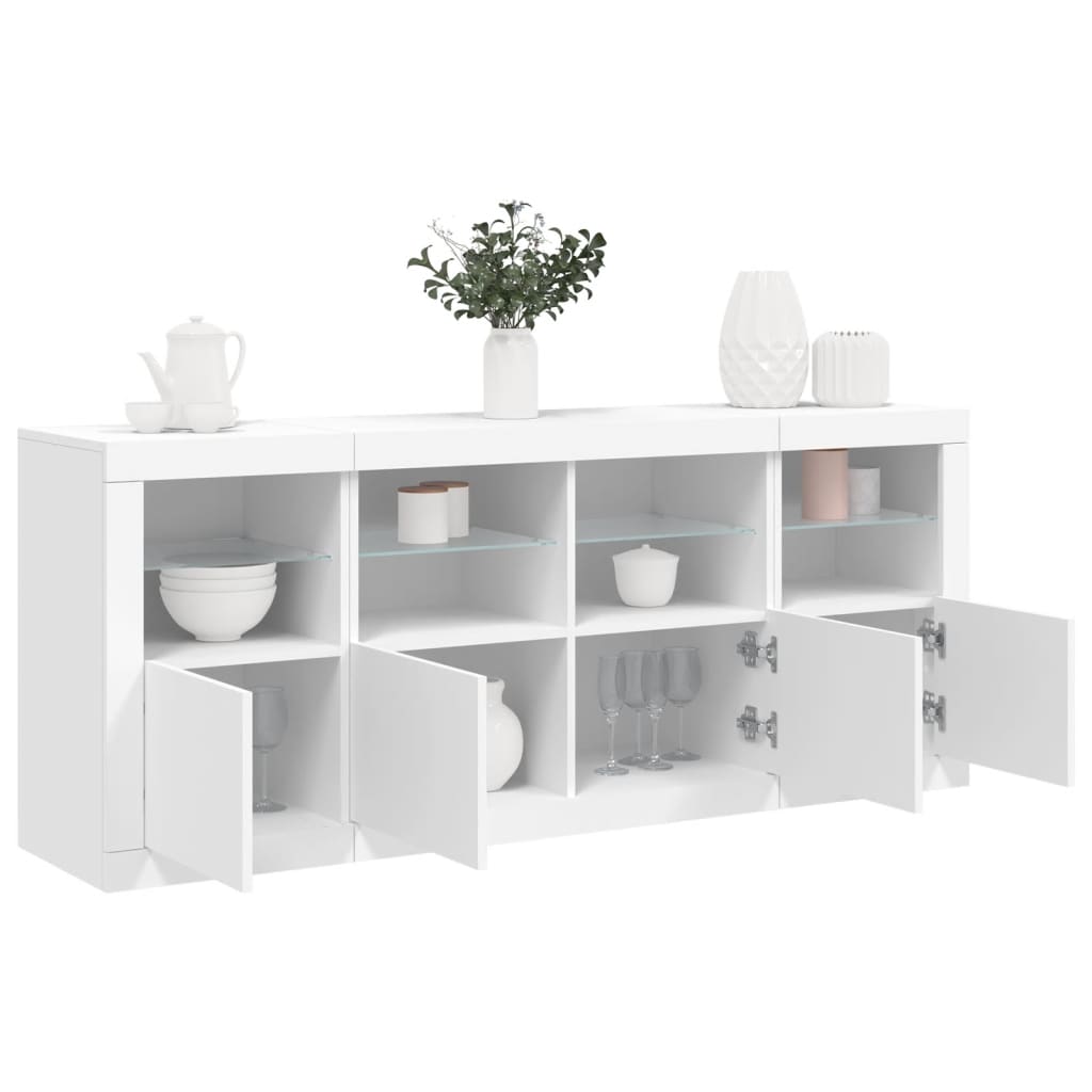 Sideboard mit LED-Leuchten, Weiß, 163 cm