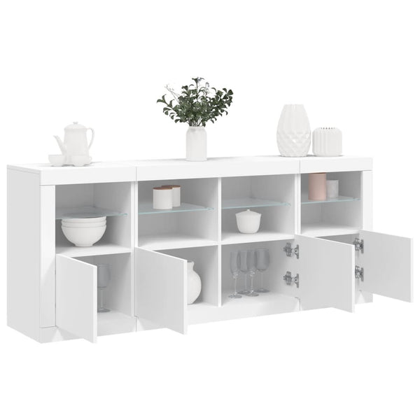 Sideboard mit LED-Leuchten, Weiß, 163 cm