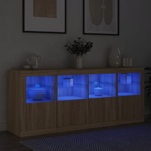 vidaXL Sideboard with LED Lights Sonoma Oak 163x37x67 cm