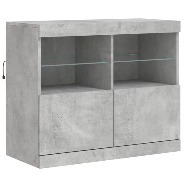 Sideboard mit LED Betongrau 163 cm