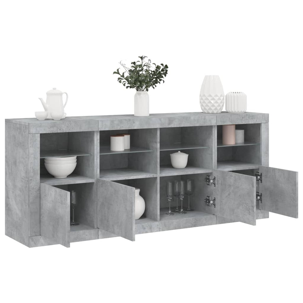 Sideboard mit LED Betongrau 163 cm