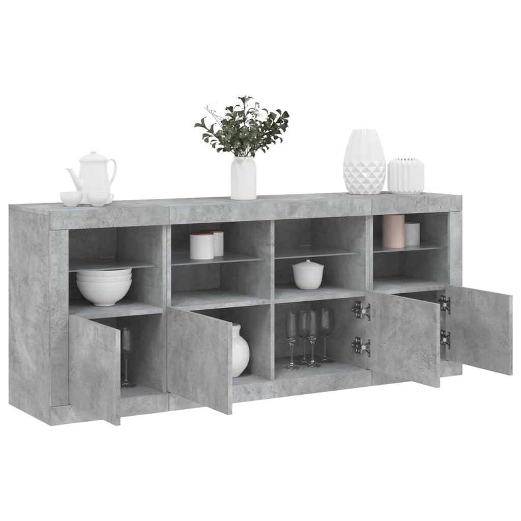 Sideboard mit LED Betongrau 163 cm