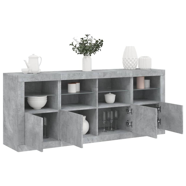 Sideboard mit LED Betongrau 163 cm