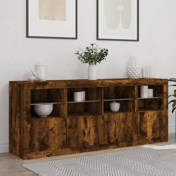 Sideboard mit LED Räuchereiche 163 cm