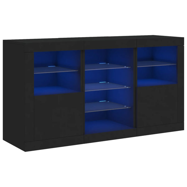Schwarzes Sideboard mit LED-Leuchten 123 cm