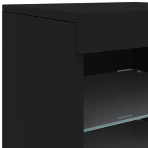 Schwarzes Sideboard mit LED-Leuchten 123 cm