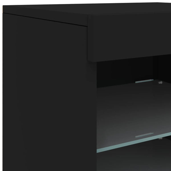 Schwarzes Sideboard mit LED-Leuchten 123 cm