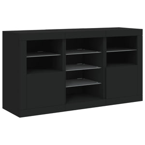 Schwarzes Sideboard mit LED-Leuchten 123 cm