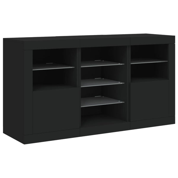 Schwarzes Sideboard mit LED-Leuchten 123 cm