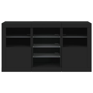 Schwarzes Sideboard mit LED-Leuchten 123 cm