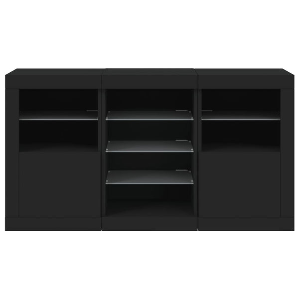Schwarzes Sideboard mit LED-Leuchten 123 cm