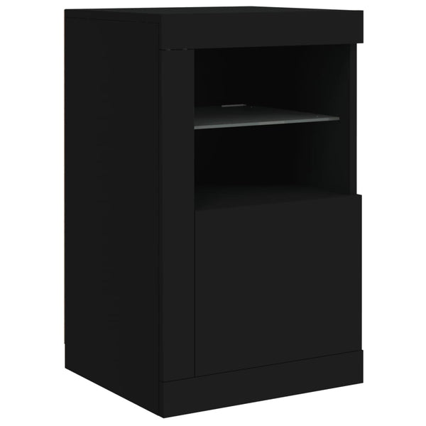 Schwarzes Sideboard mit LED-Leuchten 123 cm