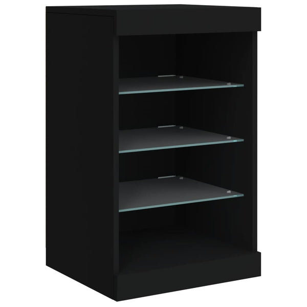 Schwarzes Sideboard mit LED-Leuchten 123 cm
